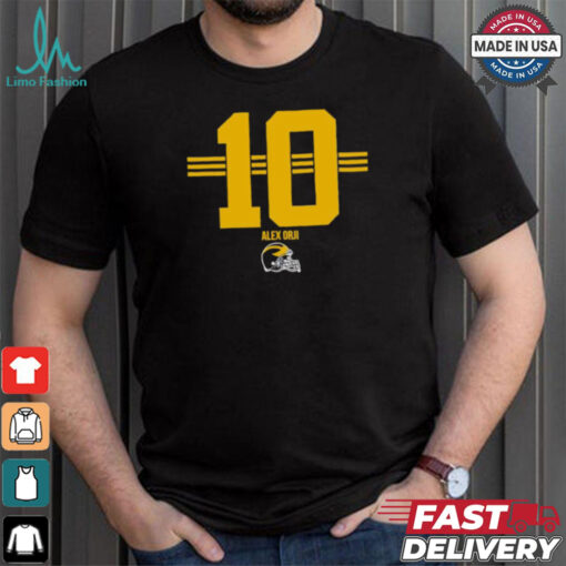 Michigan Wolverines Football Alex Orji No. 10 stripe helmet shirt