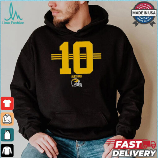 Michigan Wolverines Football Alex Orji No. 10 stripe helmet shirt