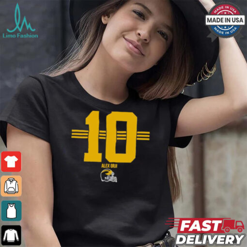 Michigan Wolverines Football Alex Orji No. 10 stripe helmet shirt