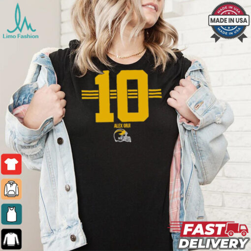 Michigan Wolverines Football Alex Orji No. 10 stripe helmet shirt