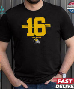 Michigan Wolverines Football Davis Warren No. 16 stripe helmet shirt