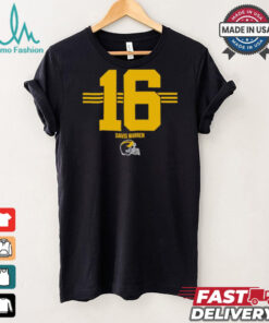 Michigan Wolverines Football Davis Warren No. 16 stripe helmet shirt