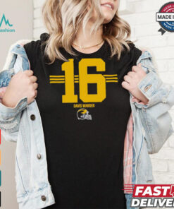 Michigan Wolverines Football Davis Warren No. 16 stripe helmet shirt