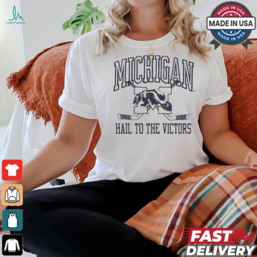 Michigan Wolverines Hail To The Victors Vintage Hockey t shirt