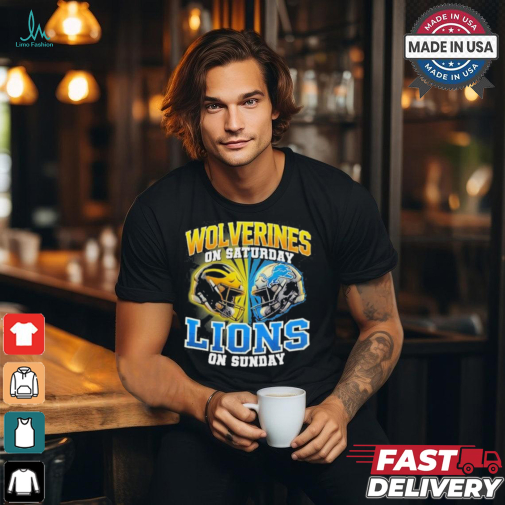 Michigan Wolverines On Saturday And Detroit Lions On Sundays Vintage Helmets Shirt Michigan Wolverines On Saturday And Detroit Lions On Sundays Vintage Helmets Shirt