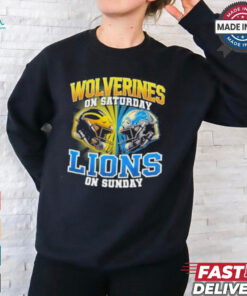 Michigan Wolverines On Saturday And Detroit Lions On Sundays Vintage Helmets Shirt