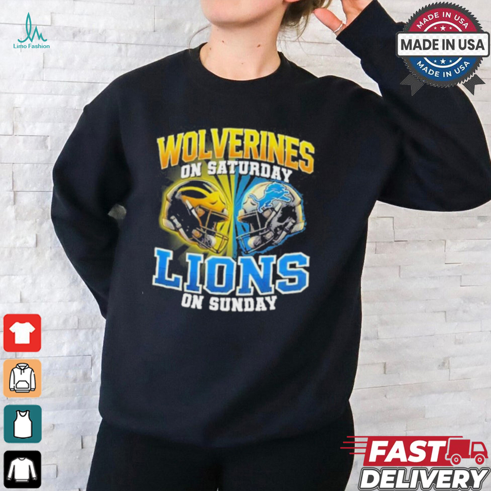 Michigan Wolverines On Saturday And Detroit Lions On Sundays Vintage Helmets Shirt Michigan Wolverines On Saturday And Detroit Lions On Sundays Vintage Helmets Shirt