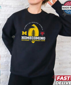 Michigan Wolverines Vs Arkansas State Valiant Blue 2024 Homecoming Gameday Sep 16 2024 t shirt