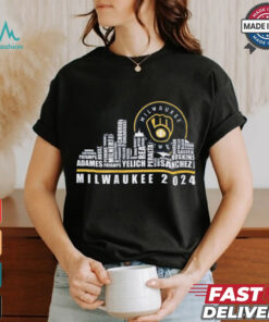 Milwaukee 2024 Baseball Team Player Name City Skyline T Shirt