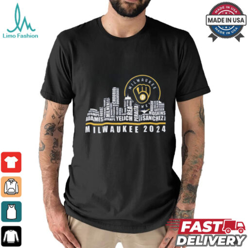 Milwaukee 2024 Baseball Team Player Name City Skyline T Shirt