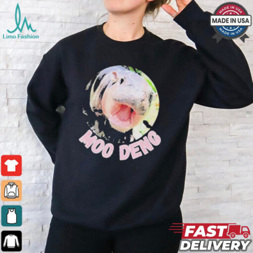 Moo Deng Bouncy Pig In Thai Picture The Cute Baby Hippo T shirt