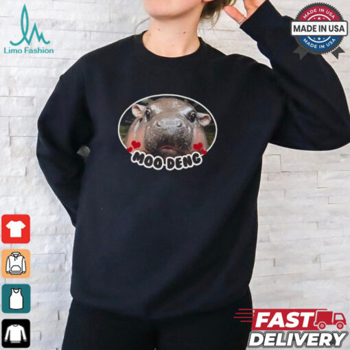 Moo Deng Bouncy Pig In Thai Picture The Cute Baby Hippo T shirts