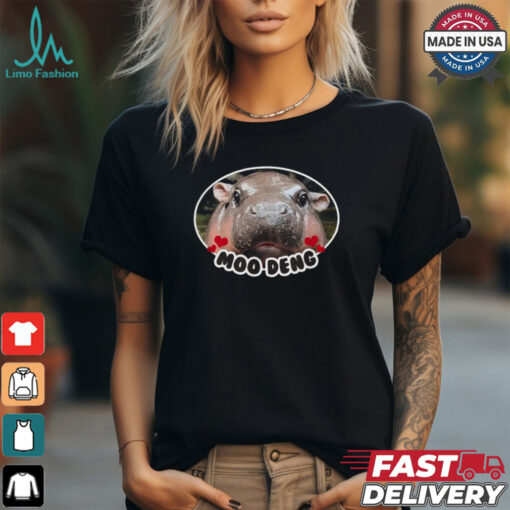 Moo Deng Bouncy Pig In Thai Picture The Cute Baby Hippo T shirts
