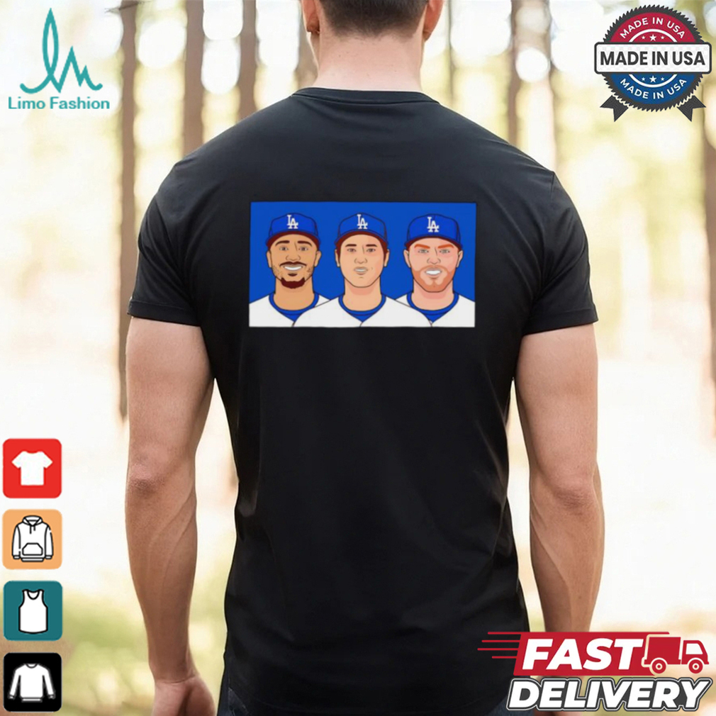 Mookie Betts Shohei Ohtani Freddie Freeman in LA Dodgers Big 3 shirt Mookie Betts Shohei Ohtani Freddie Freeman in LA Dodgers Big 3 shirt
