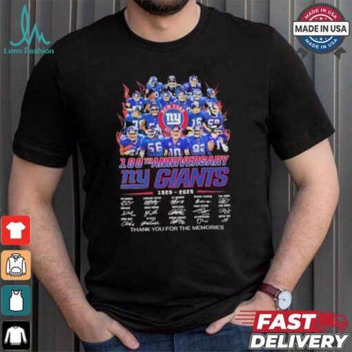 New York Giants 100th Anniversary 1925 2025 Thank You For The Memories Signature Shirt