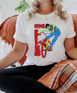 Nine lives cartoon design shirt