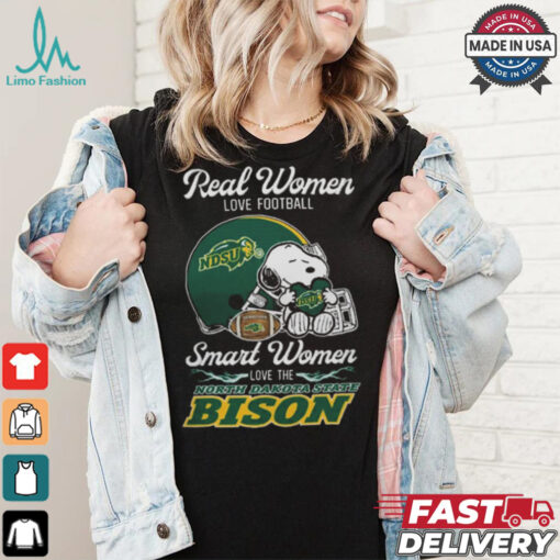 North Dakota State Bison x Snoopy Real Women Love Football Smart Women Helmet 2024 Shirt