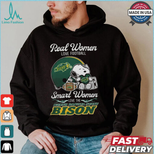 North Dakota State Bison x Snoopy Real Women Love Football Smart Women Helmet 2024 Shirt