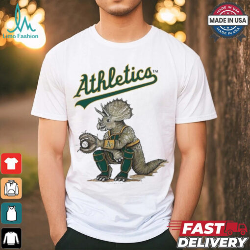 Oakland Athletics Tiny Turnip Infant Triceratops  Raglan T Shirt