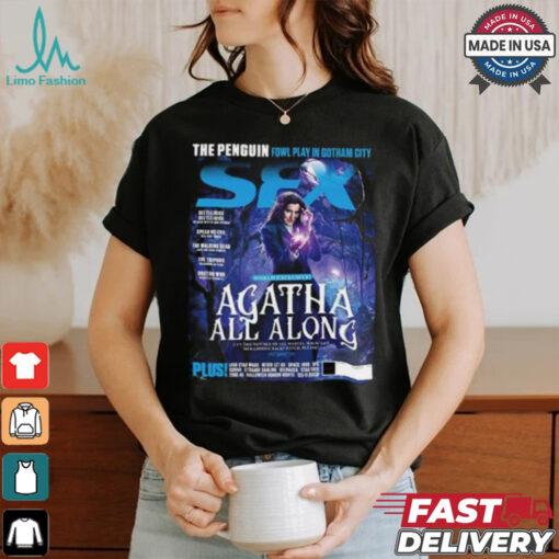 Official Agatha All Along SFX The Penguin Fowl Play In Gotham City Magazine Cover Unisex T Shirt