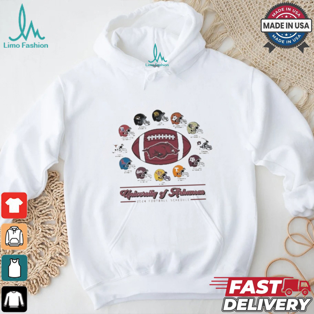 Official Arkansas Razorbacks 2024 Helmet Football Schedule T Shirt Official Arkansas Razorbacks 2024 Helmet Football Schedule T Shirt