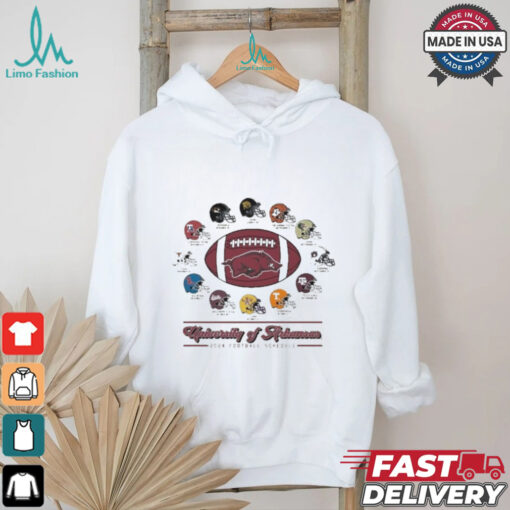 Official Arkansas Razorbacks 2024 Helmet Football Schedule T Shirt