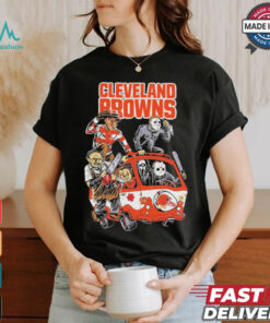 Official Cleveland Browns NFL Horror Characters Movie Hippie Halloween Shirt
