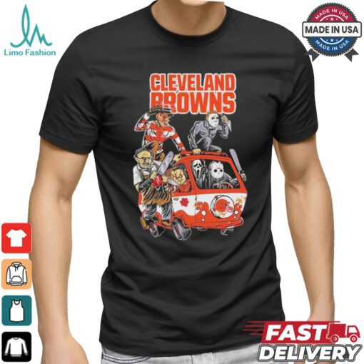 Official Cleveland Browns NFL Horror Characters Movie Hippie Halloween Shirt