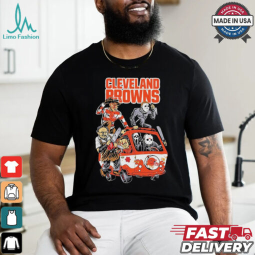 Official Cleveland Browns NFL Horror Characters Movie Hippie Halloween Shirt