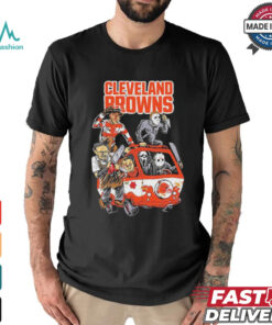 Official Cleveland Browns NFL Horror Characters Movie Hippie Halloween Shirt