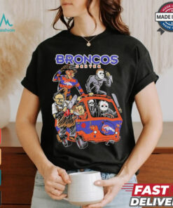 Official Denver Broncos NFL Horror Characters Movie Hippie Halloween Shirt