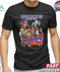 Official Denver Broncos NFL Horror Characters Movie Hippie Halloween Shirt