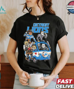 Official Detroit Lions NFL Horror Characters Movie Hippie Halloween Shirt