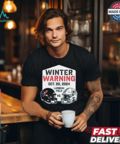 Official Houston Texans Vs Green Bay Packers Winter Warning Oct 20, 2024 Lambeau Field T shirt