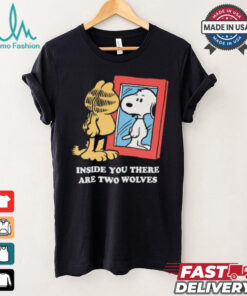 Official Inside You There Are Two Wolves Snoopy And Garfield Cat 2024 T shirt
