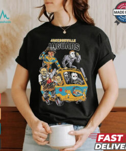 Official Jacksonville Jaguars NFL Horror Characters Movie Hippie Halloween Shirt