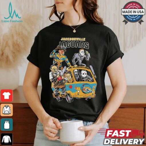 Official Jacksonville Jaguars NFL Horror Characters Movie Hippie Halloween Shirt