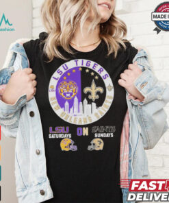 Official Lsu Tiger saturdays on New Orleans Saints sundays logo shirt