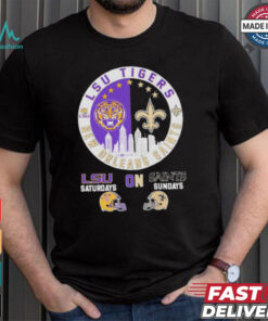 Official Lsu Tiger saturdays on New Orleans Saints sundays logo shirt