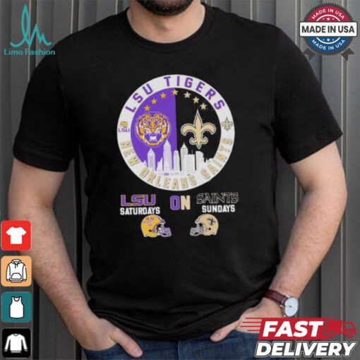 Official Lsu Tiger saturdays on New Orleans Saints sundays logo shirt