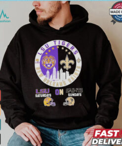 Official Lsu Tiger saturdays on New Orleans Saints sundays logo shirt