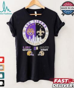 Official Lsu Tiger saturdays on New Orleans Saints sundays logo shirt