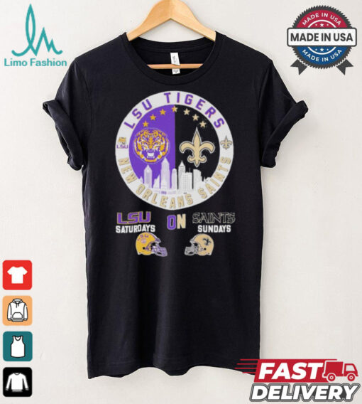 Official Lsu Tiger saturdays on New Orleans Saints sundays logo shirt