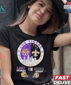 Official Lsu Tiger saturdays on New Orleans Saints sundays logo shirt