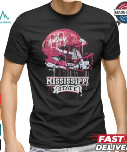 Official Mississippi State Bulldogs Youth Team Logo Dripping Helmet T Shirt