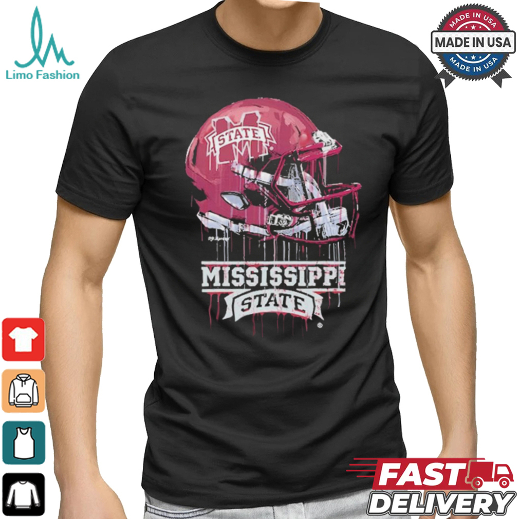 Official Mississippi State Bulldogs Youth Team Logo Dripping Helmet T Shirt Official Mississippi State Bulldogs Youth Team Logo Dripping Helmet T Shirt