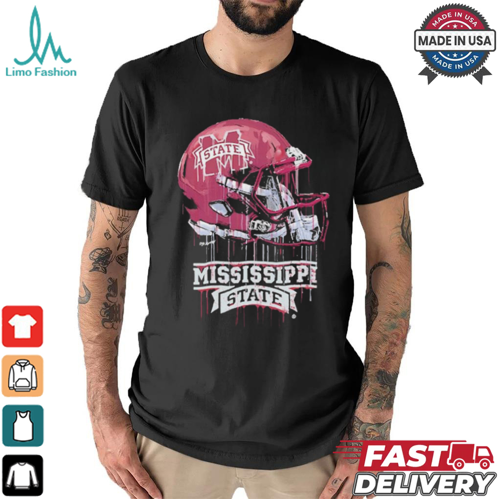 Official Mississippi State Bulldogs Youth Team Logo Dripping Helmet T Shirt Official Mississippi State Bulldogs Youth Team Logo Dripping Helmet T Shirt