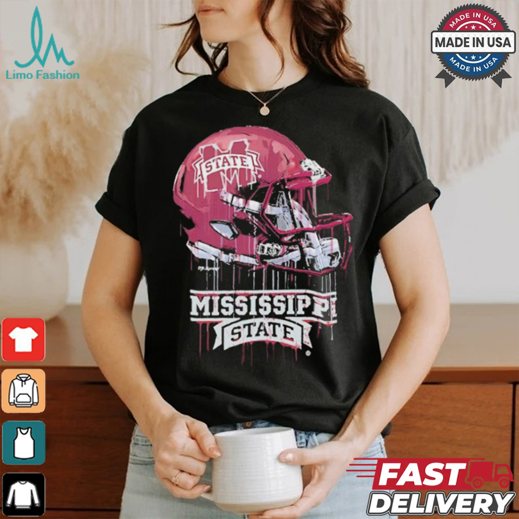 Official Mississippi State Bulldogs Youth Team Logo Dripping Helmet T Shirt Official Mississippi State Bulldogs Youth Team Logo Dripping Helmet T Shirt
