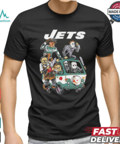 Official New York Jets NFL Horror Characters Movie Hippie Halloween Shirt
