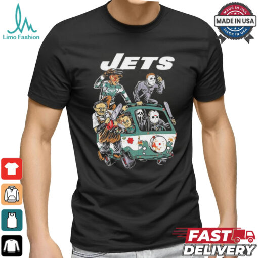 Official New York Jets NFL Horror Characters Movie Hippie Halloween Shirt